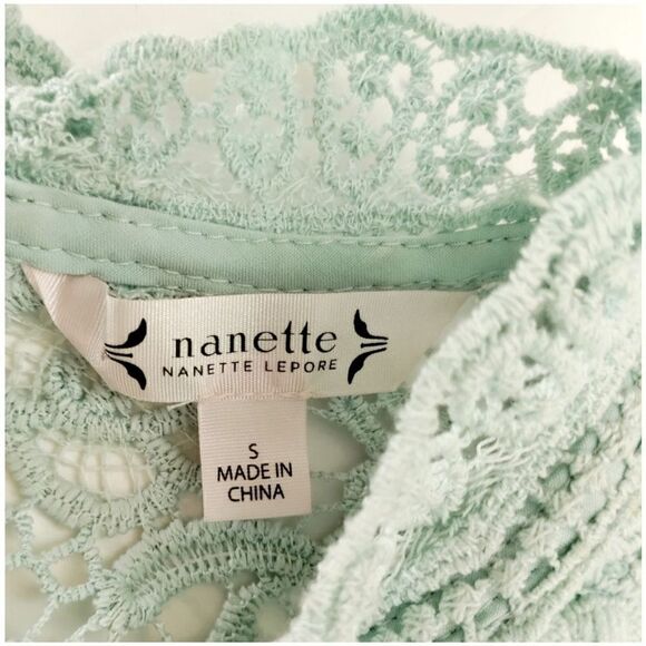 NANETTE LAPORE SEAFOAM GREEN GALA SPRING FLING LACE TOP SIZE S - Picture 5 of 8